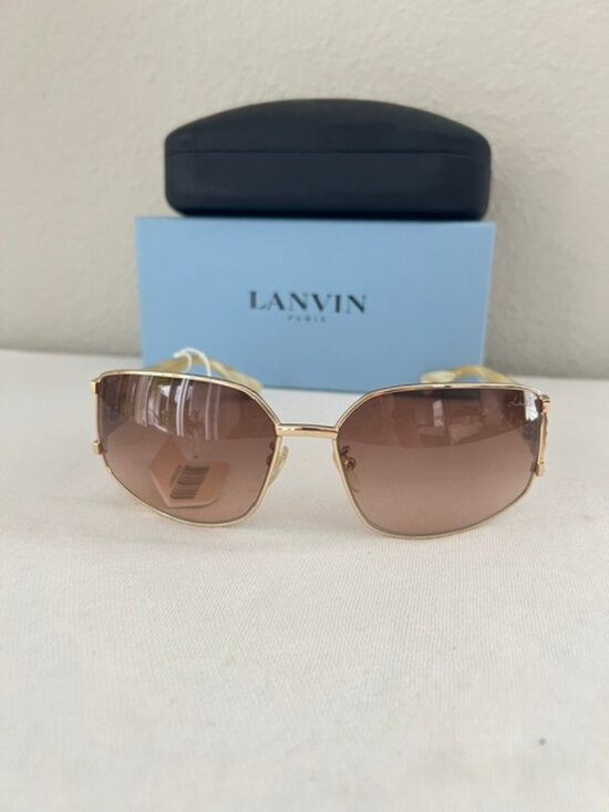 LANVIN SLN020S Rose Gold Brown Horn Bold Jewel Crystal Sunglasses SLN 020 main image 11